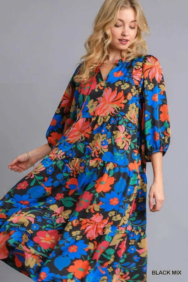 Floral Babydoll Midi Dress