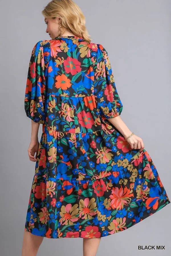 Floral Babydoll Midi Dress