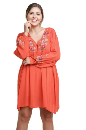 Floral Embroided BabyDoll Dress Plus Size