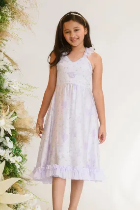 Florelia- Printed German Satin Dress For Girls