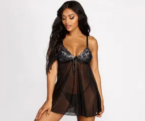 Forever Yours Lace Babydoll Dress   Panty Set