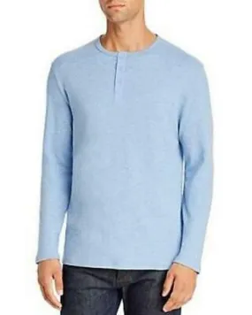 FRAME Men's Cotton-jersey Henley T-shirt In Blue, Size XL