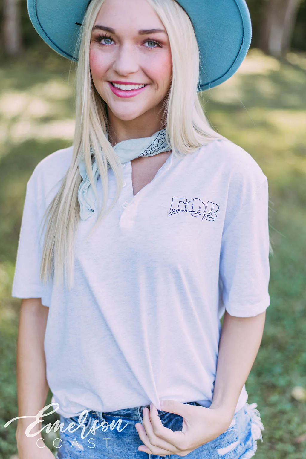 Gamma Phi Beta Simple White Henley