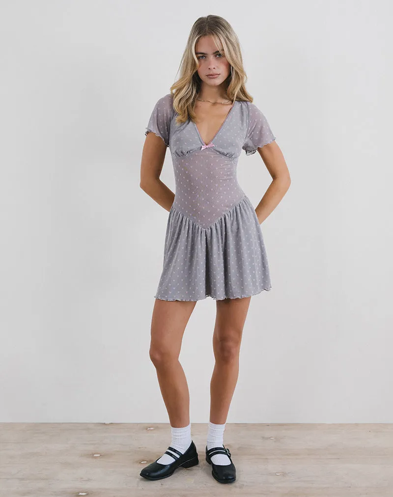 Geni Mini Dress in Heart Flock Grey