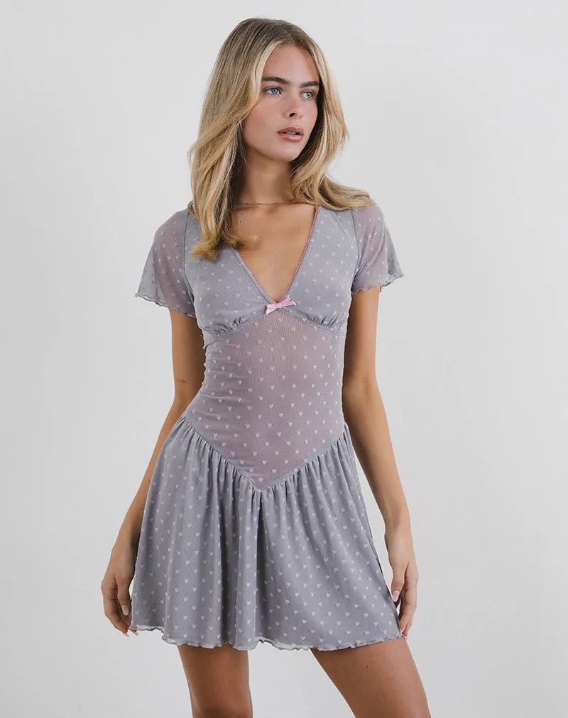 Geni Mini Dress in Heart Flock Grey