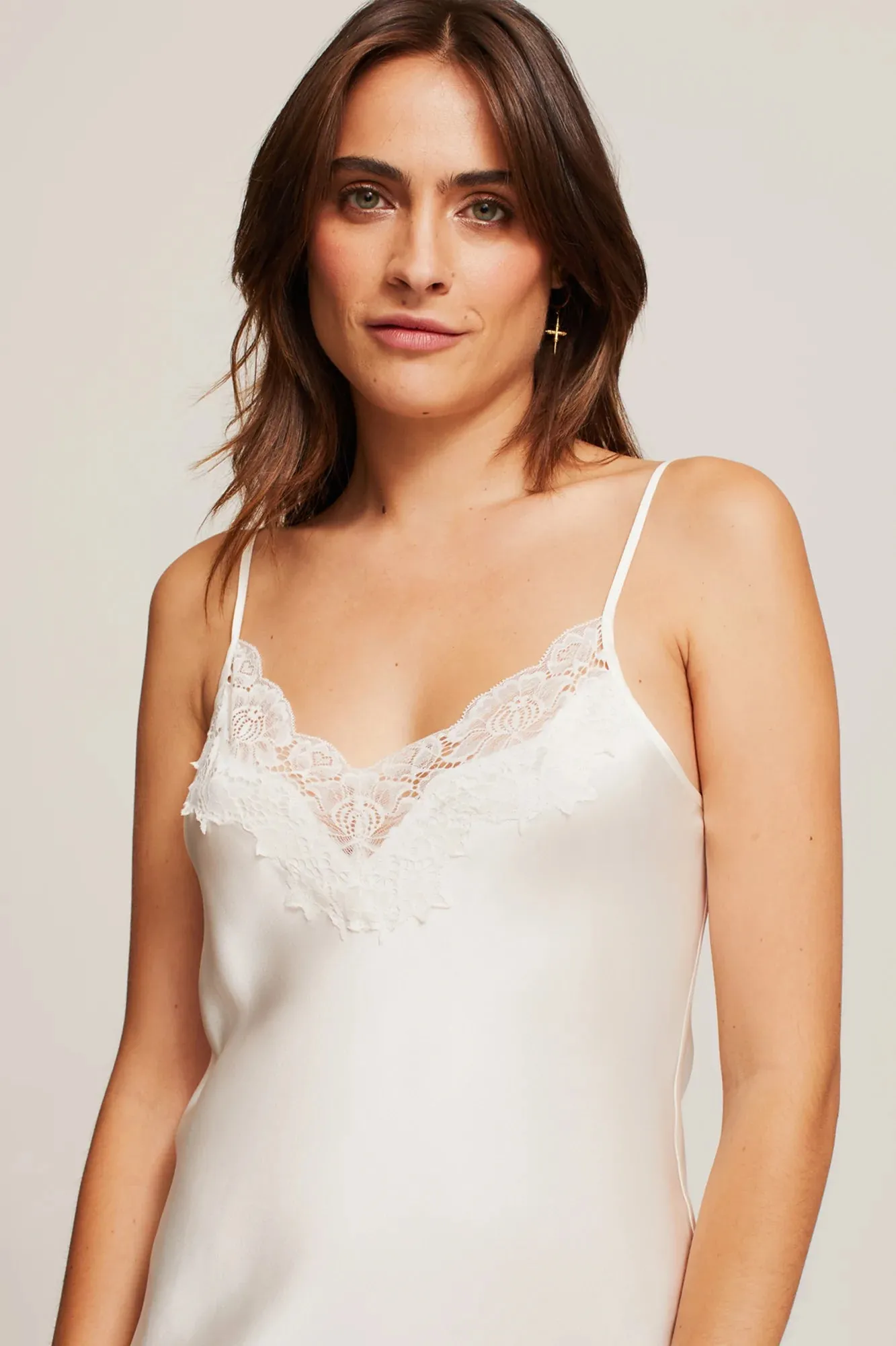 Ginia - Long Lace Silk  Slip