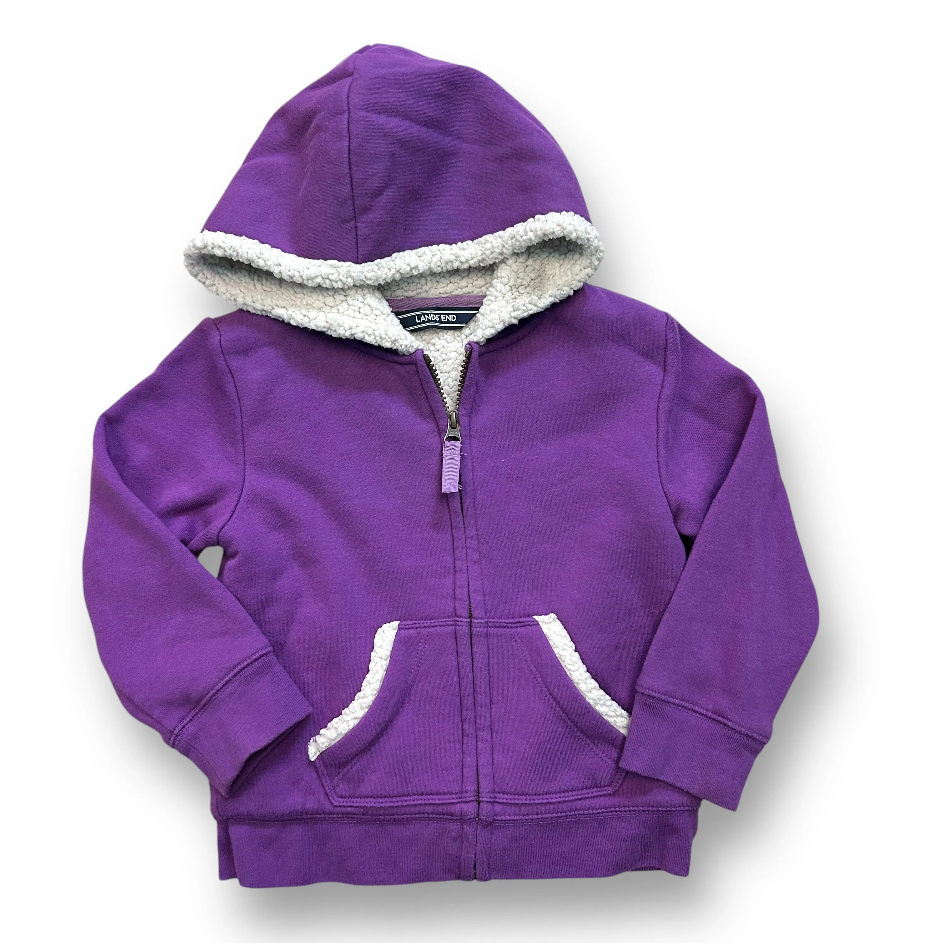 Girls Lands End Size 4 Purple Sherpa Lined Zippered Midweight Jacket