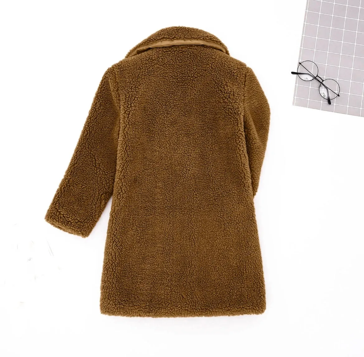 Girls Sherpa Coat - Coffee