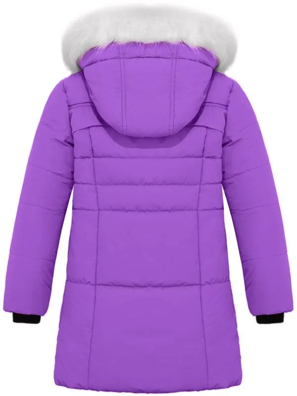 Girl's Warm Winter Coat Quilted Puffer Jacket Hooded Parka Water Resistant