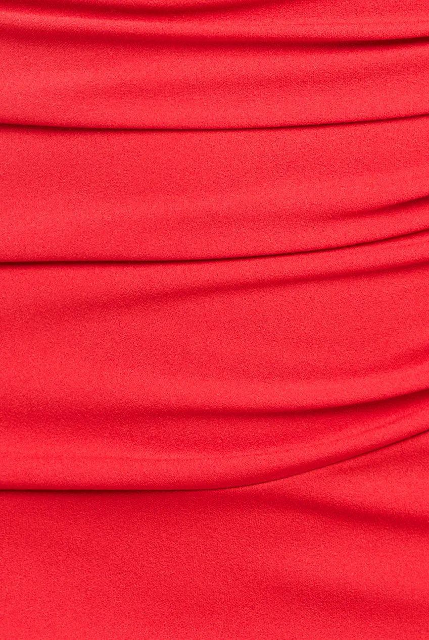 Goddiva Off The Shoulder Frill Bodice Midi Dress - Red