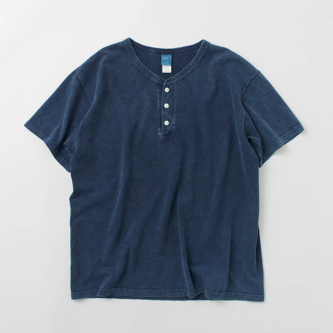 GOOD ON / Short Sleeve Henley T-Shirt / Indigo Shave