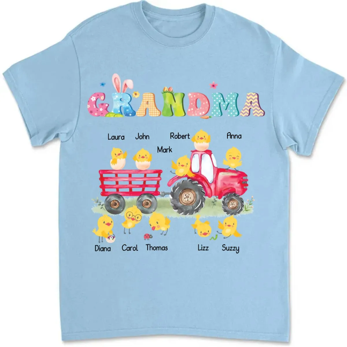 Grandma - Celebrate Easter With Grandma And Grandchildren - Personalized Unisex T-shirt