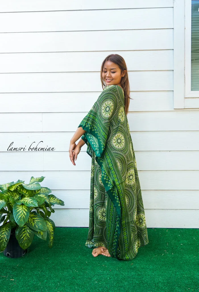 Green Mandala Boho Kaftan