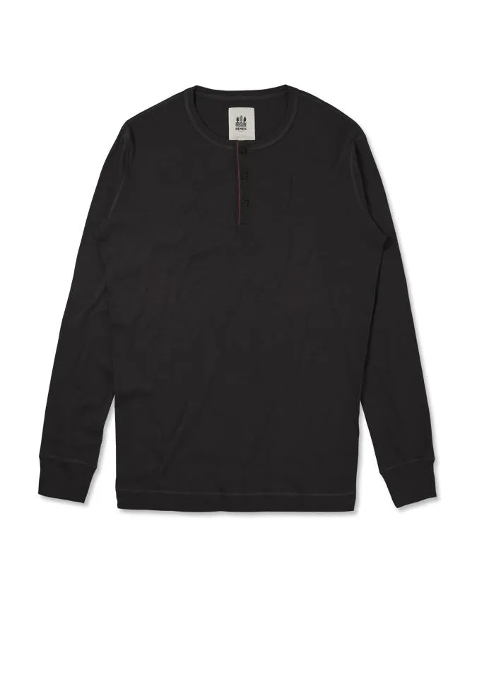 HARRI | Organic Long Sleeve Henley | Black