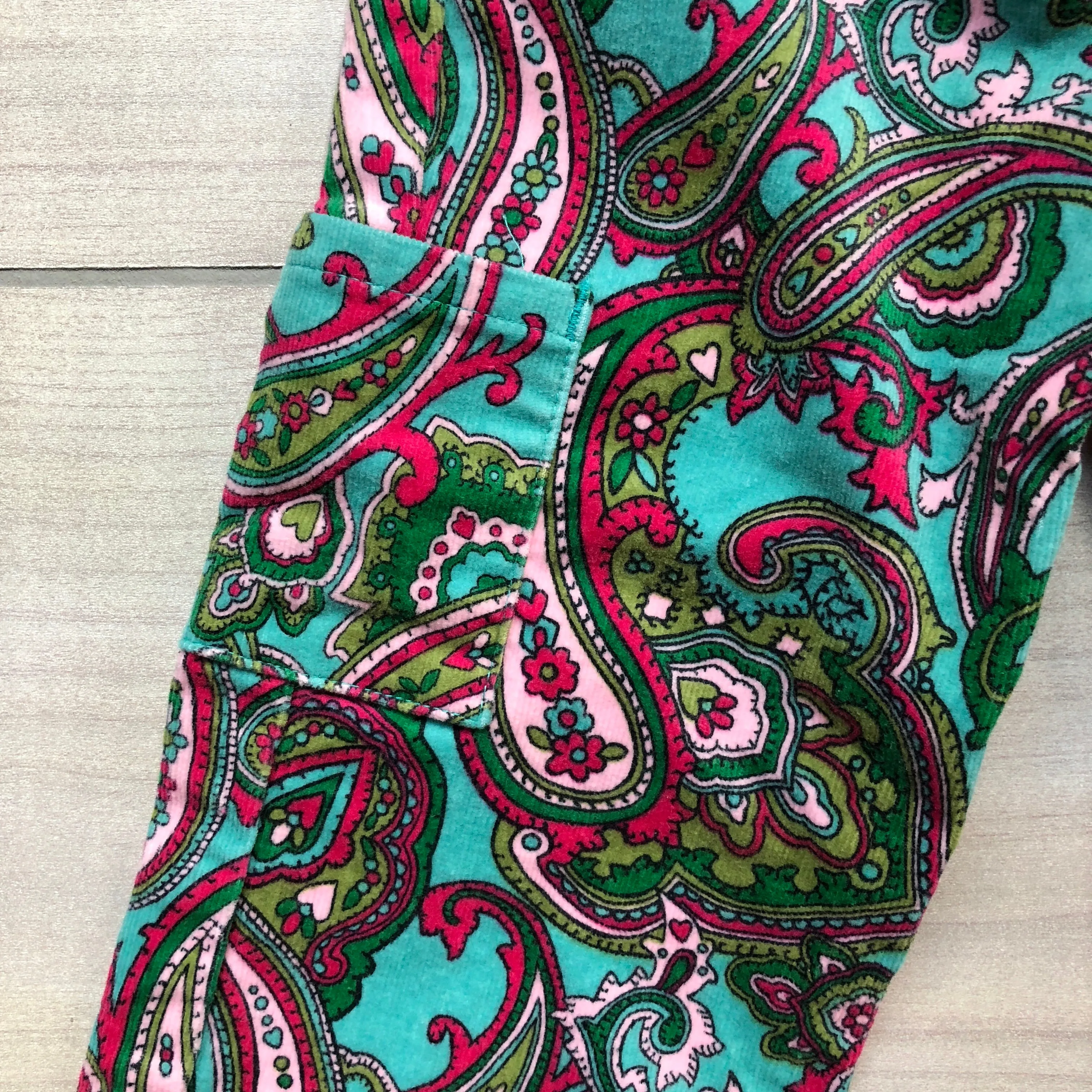 Hartstrings Aqua & Pink Paisley Corduroy Pull on Pant