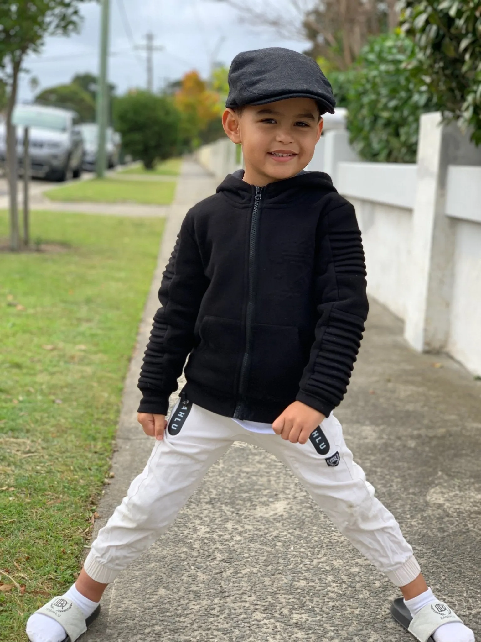 Henley Zipper Kids Black Hoodie