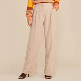 High Waist Corduroy Pants (Beige)