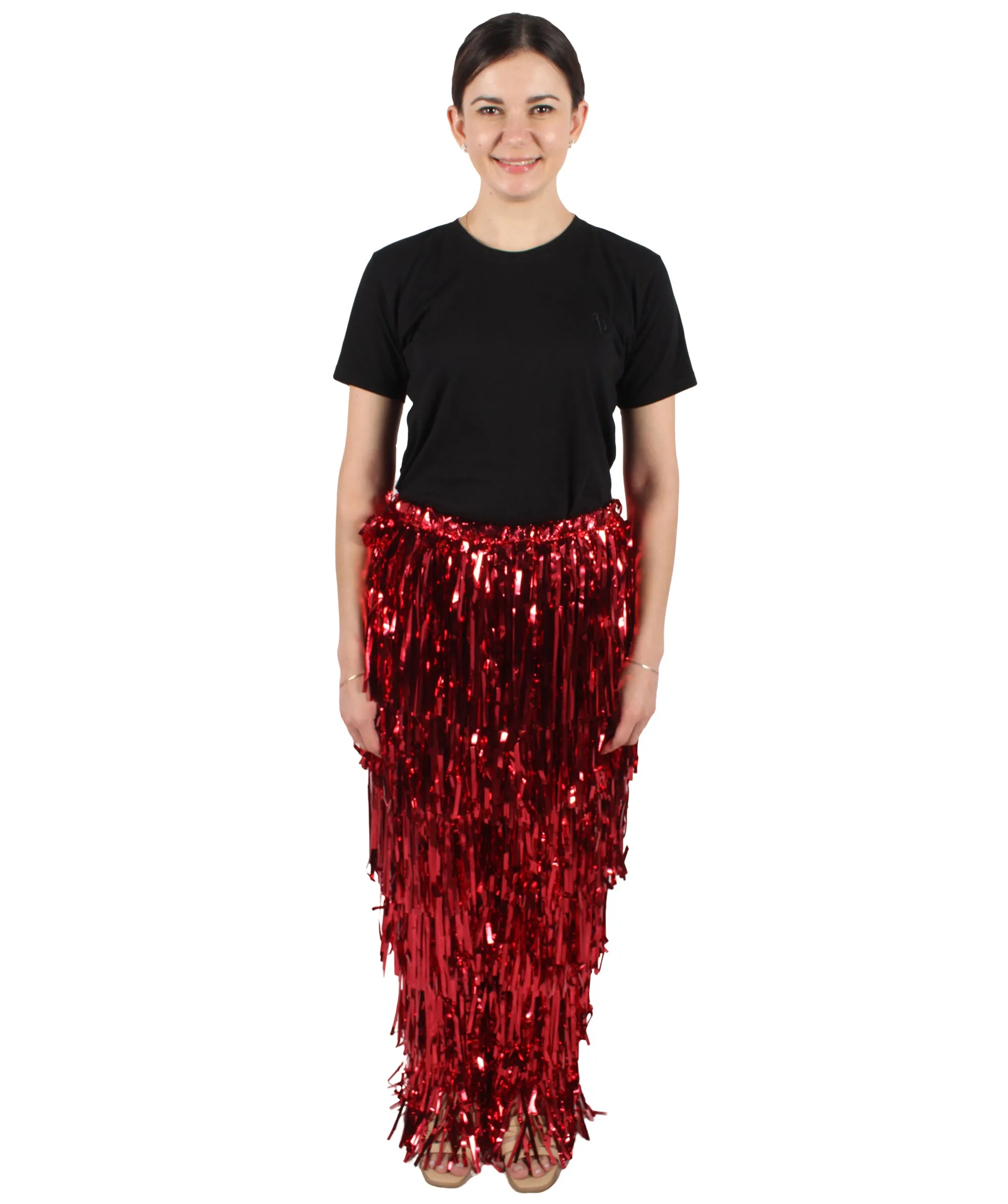 HPO Adult Women's Tinsel Fringed Tiered Multiple Color Options Trousers, Perfect for Halloween, Flame-retardant Synthetic Material