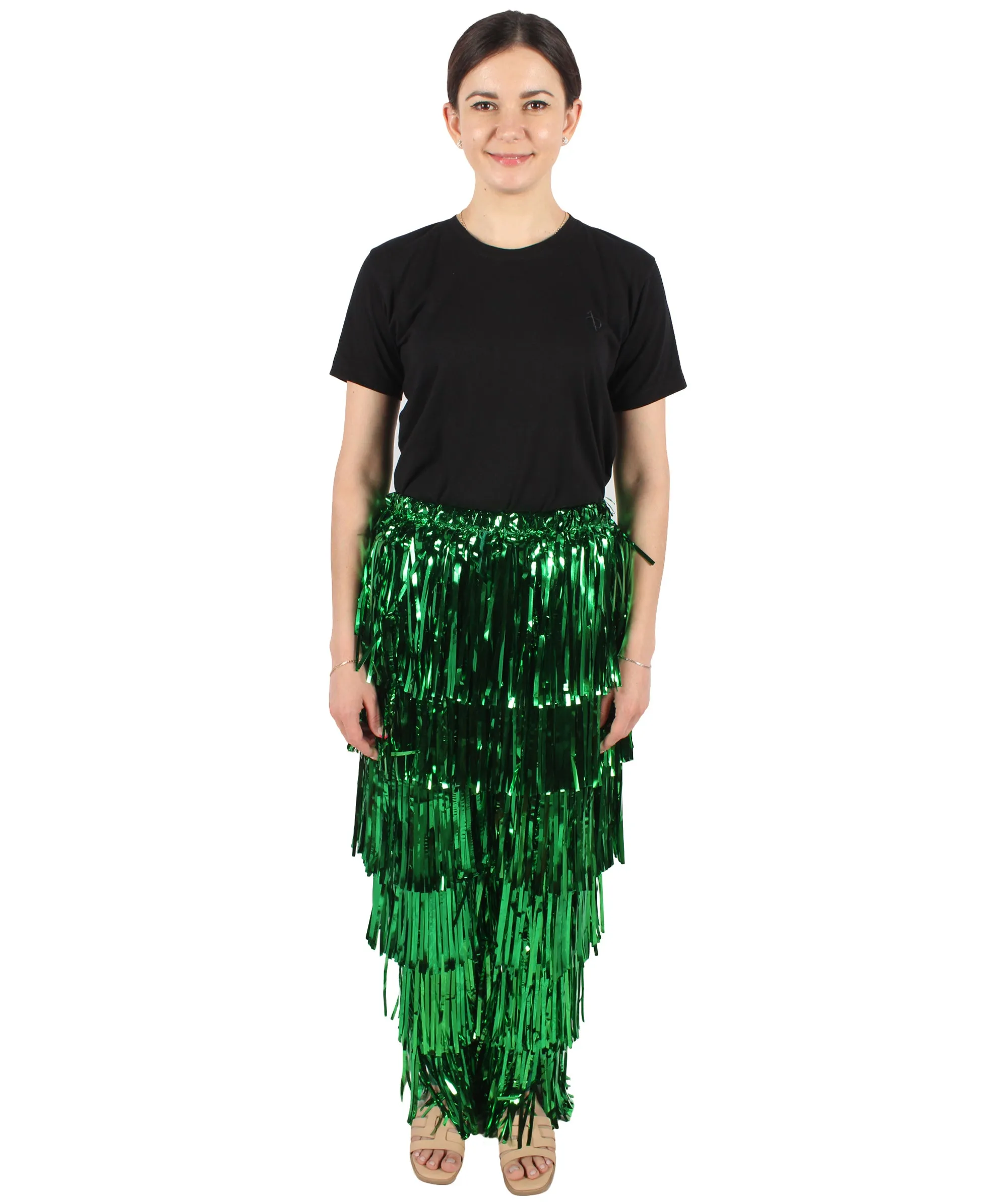 HPO Adult Women's Tinsel Fringed Tiered Multiple Color Options Trousers, Perfect for Halloween, Flame-retardant Synthetic Material