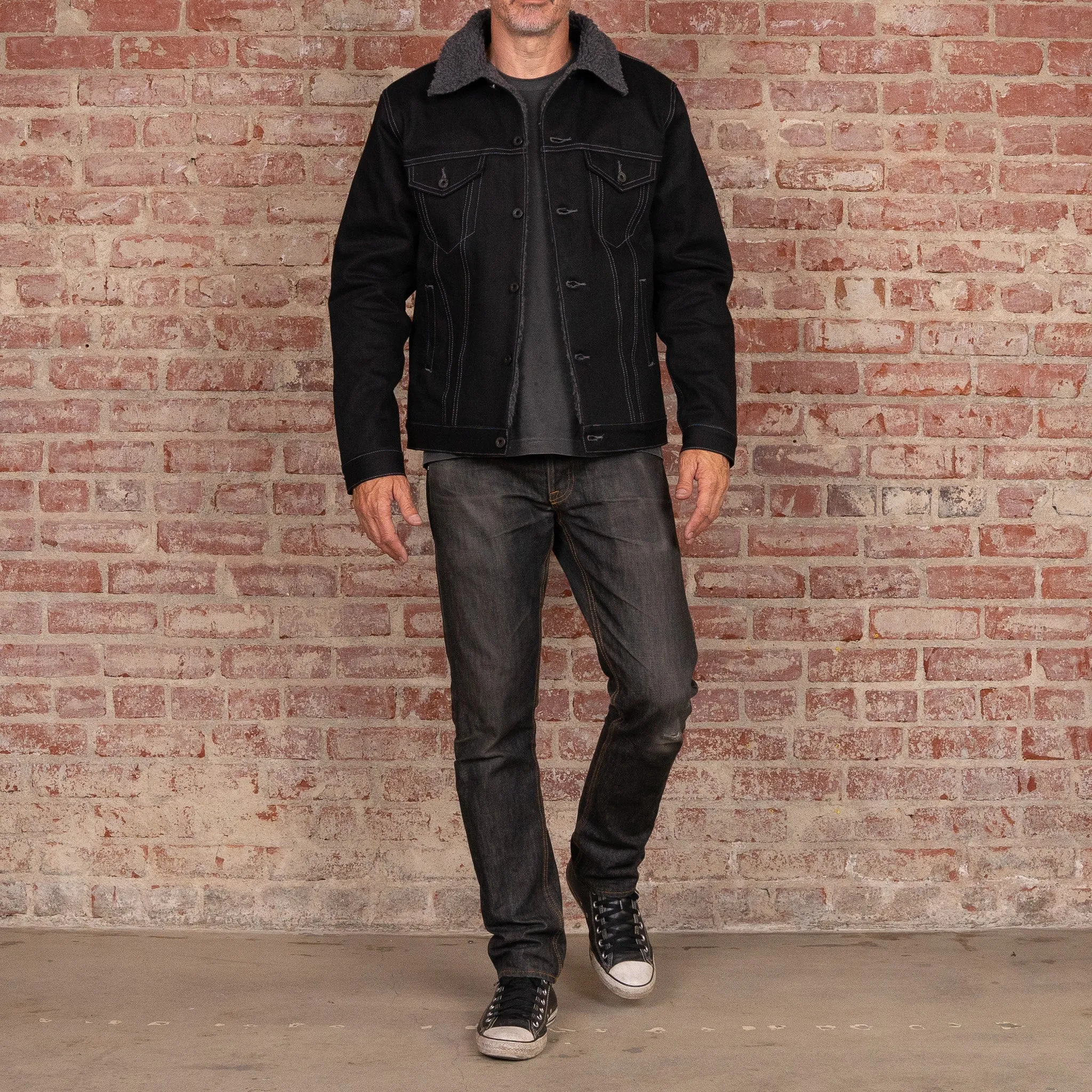 Ironside Sherpa 14oz Onyx Japan Selvage - Black w/ Contrast Charcoal