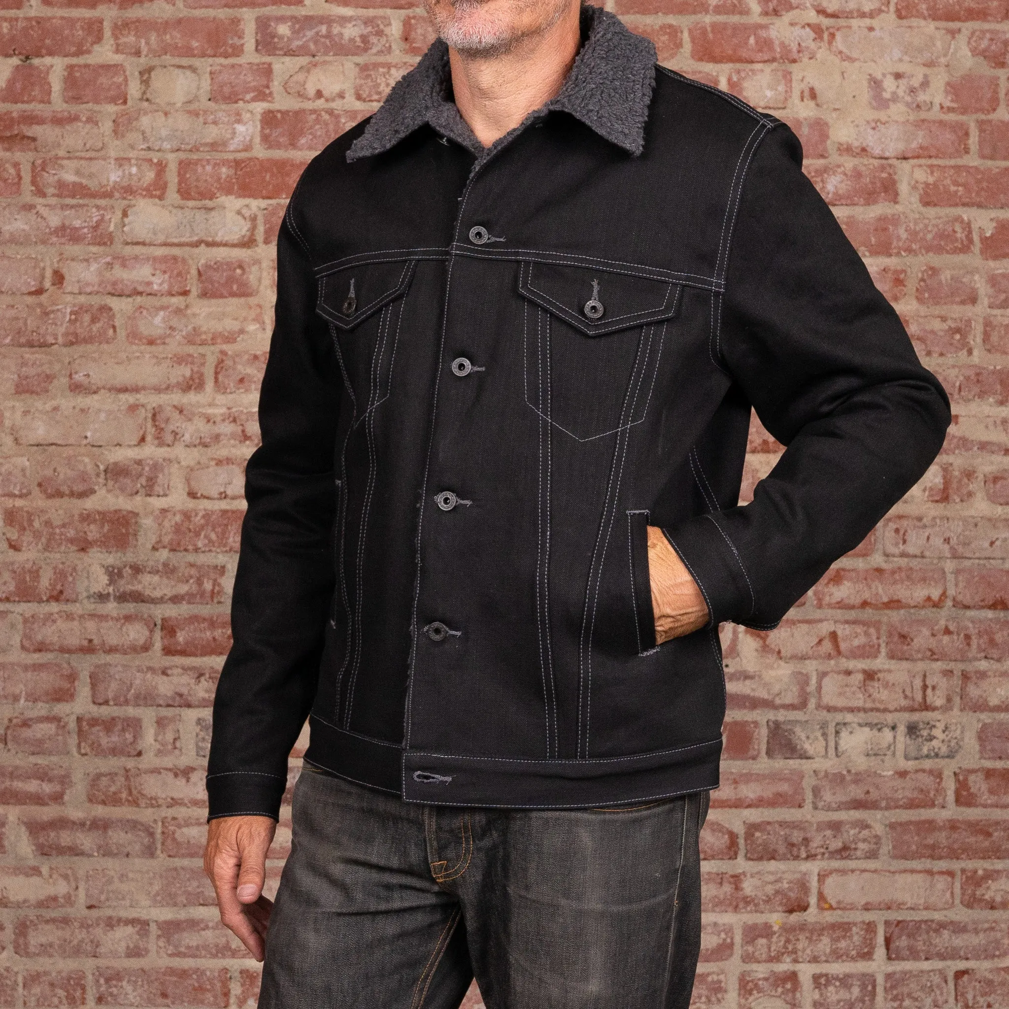 Ironside Sherpa 14oz Onyx Japan Selvage - Black w/ Contrast Charcoal