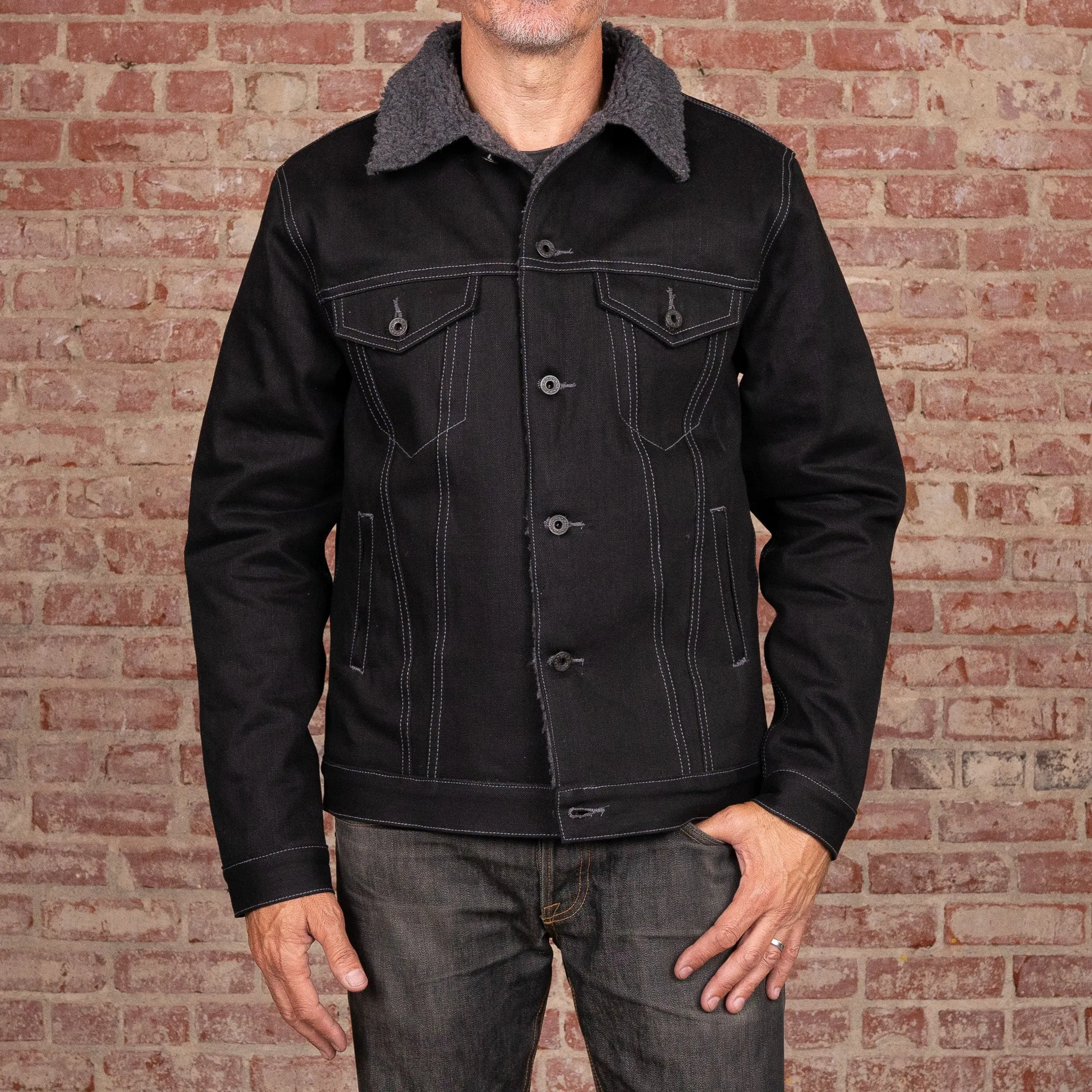 Ironside Sherpa 14oz Onyx Japan Selvage - Black w/ Contrast Charcoal