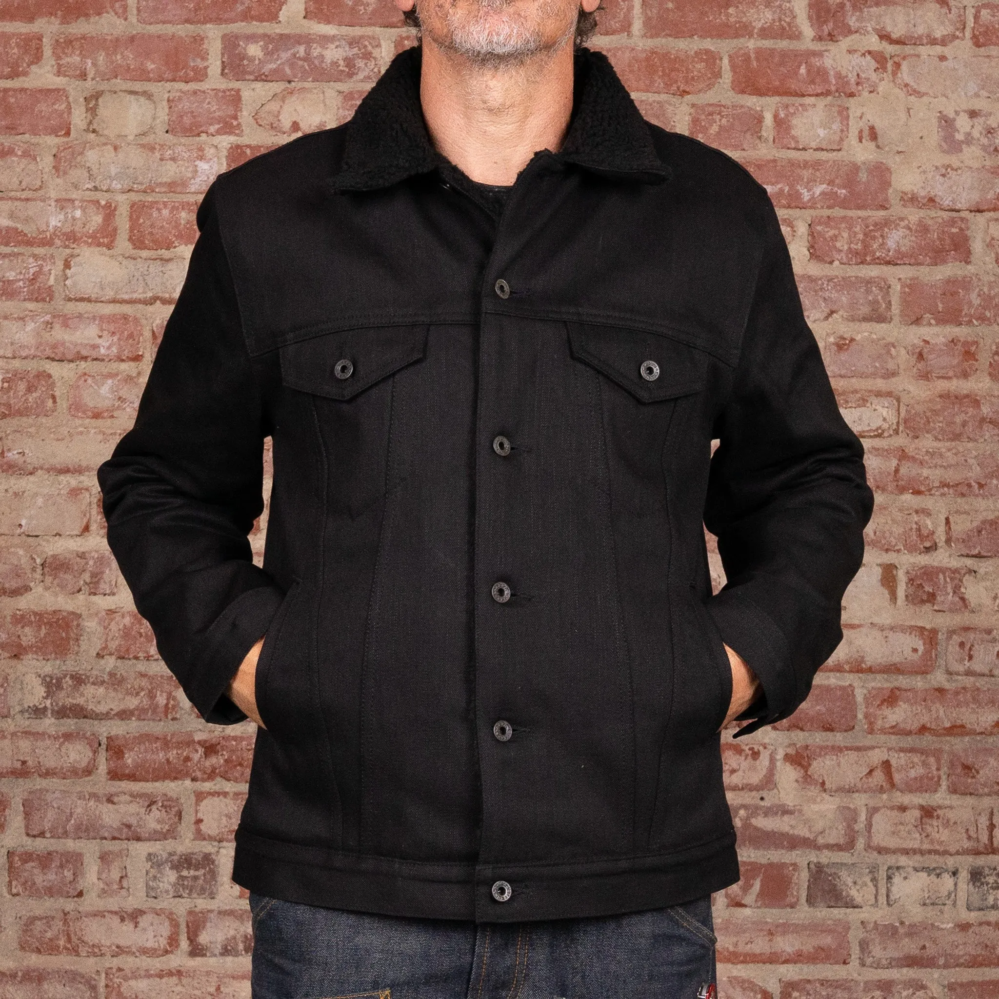 Ironside Sherpa Jacket 14oz Onyx Black Japan Selvage Denim