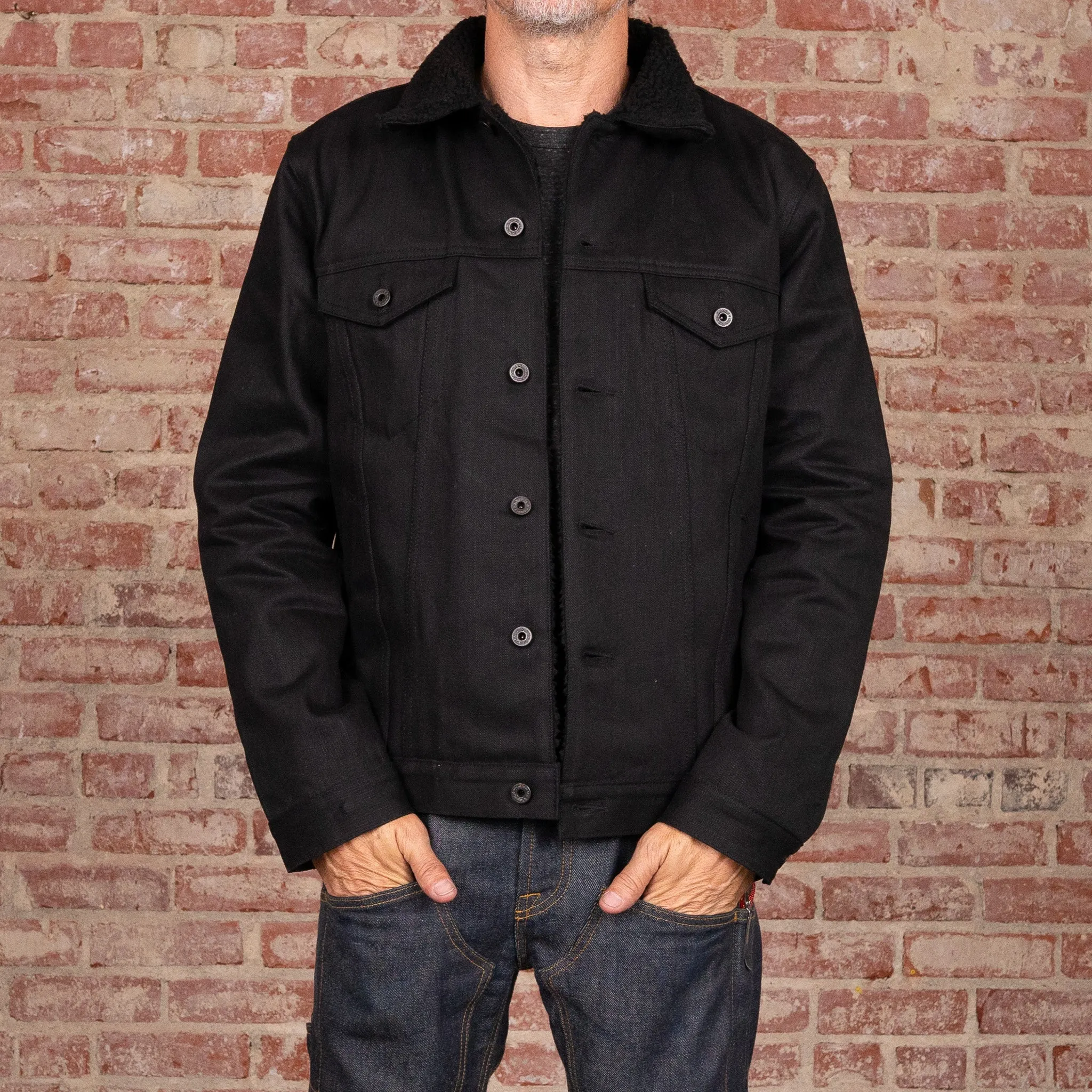 Ironside Sherpa Jacket 14oz Onyx Black Japan Selvage Denim