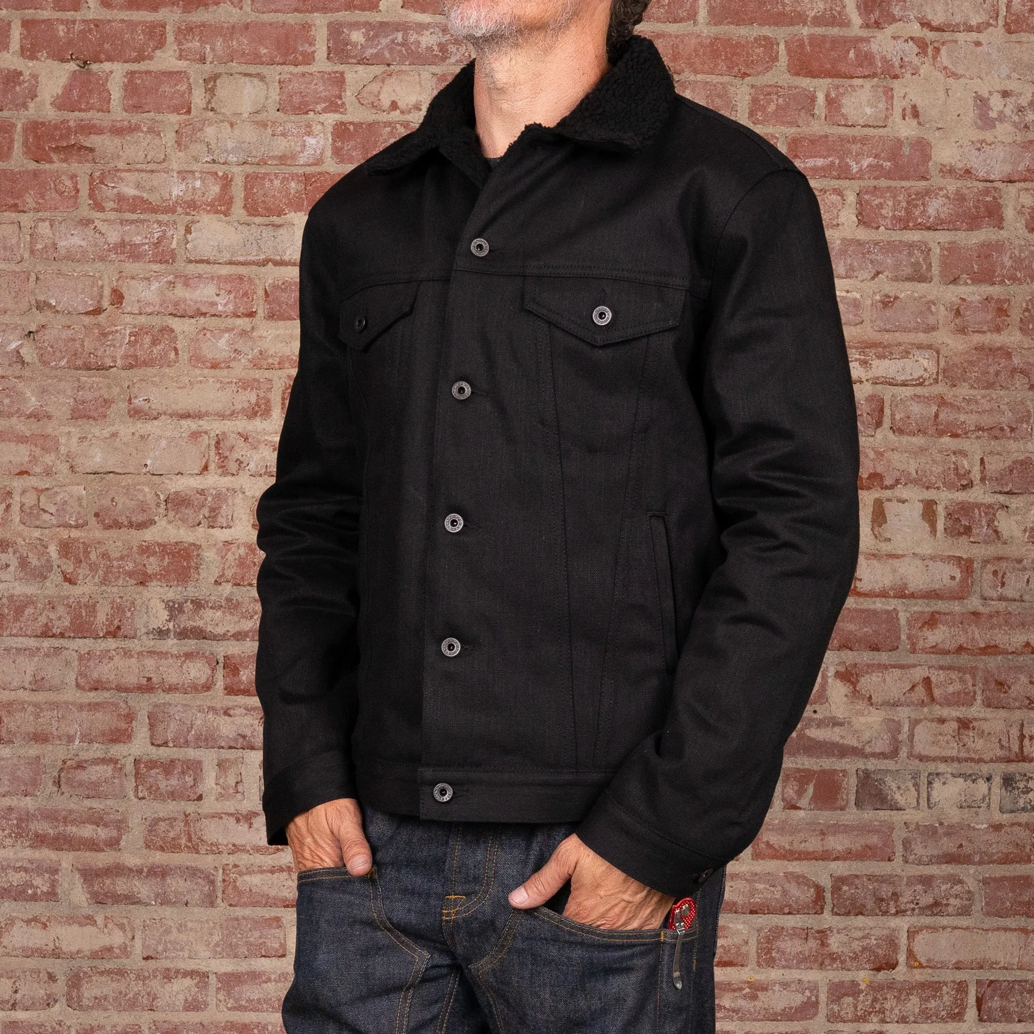 Ironside Sherpa Jacket 14oz Onyx Black Japan Selvage Denim