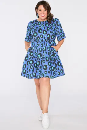 Isadora Electric Blue Leopard Dress