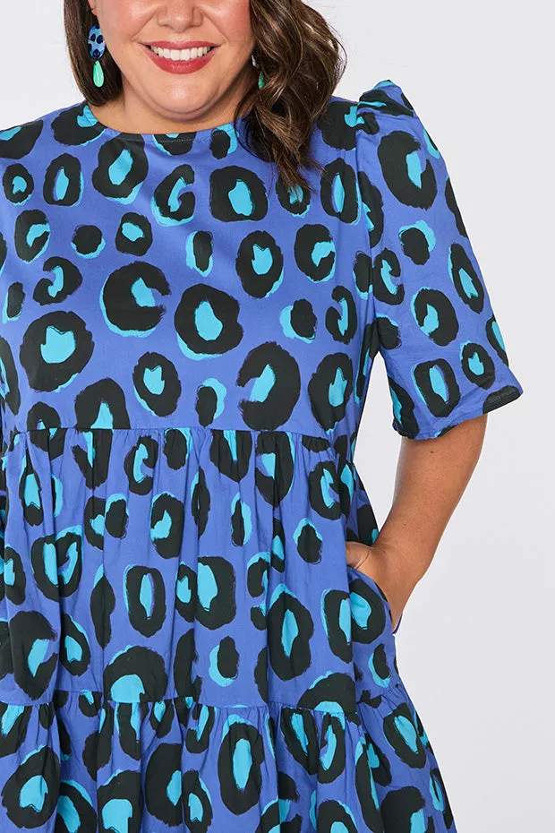 Isadora Electric Blue Leopard Dress