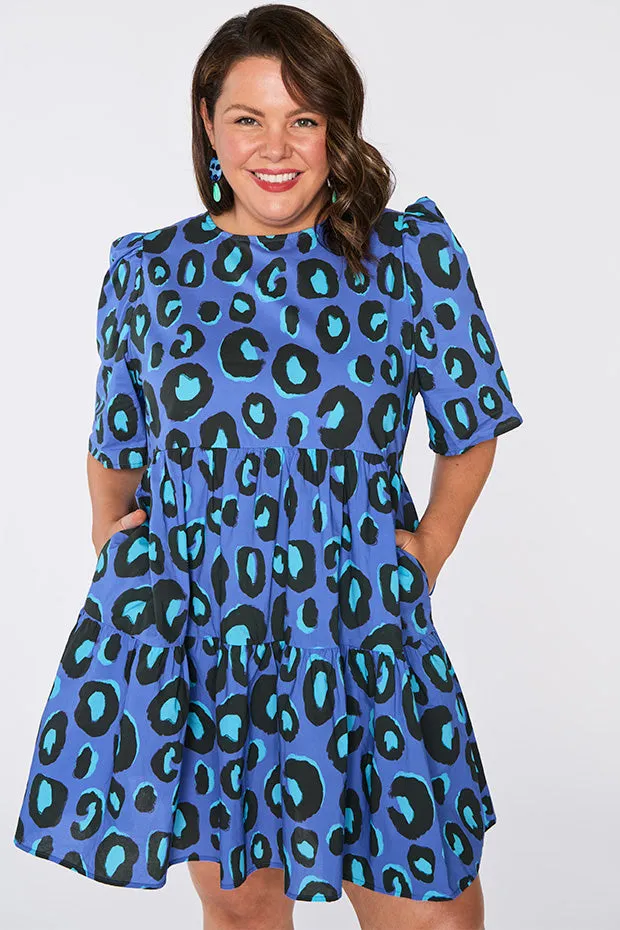 Isadora Electric Blue Leopard Dress