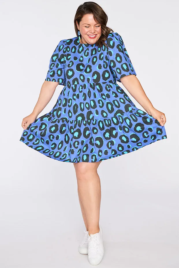 Isadora Electric Blue Leopard Dress