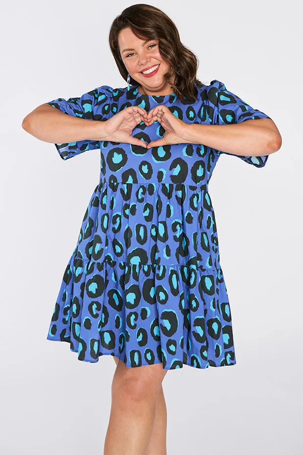 Isadora Electric Blue Leopard Dress