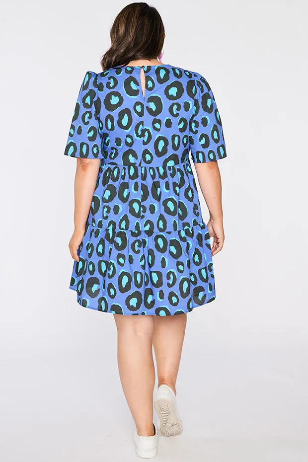 Isadora Electric Blue Leopard Dress