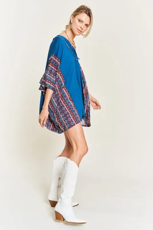 JADE by JANE Teal Tunic Bohemian Poncho