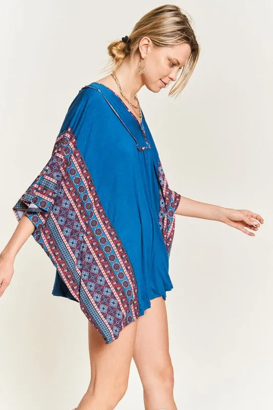 JADE by JANE Teal Tunic Bohemian Poncho