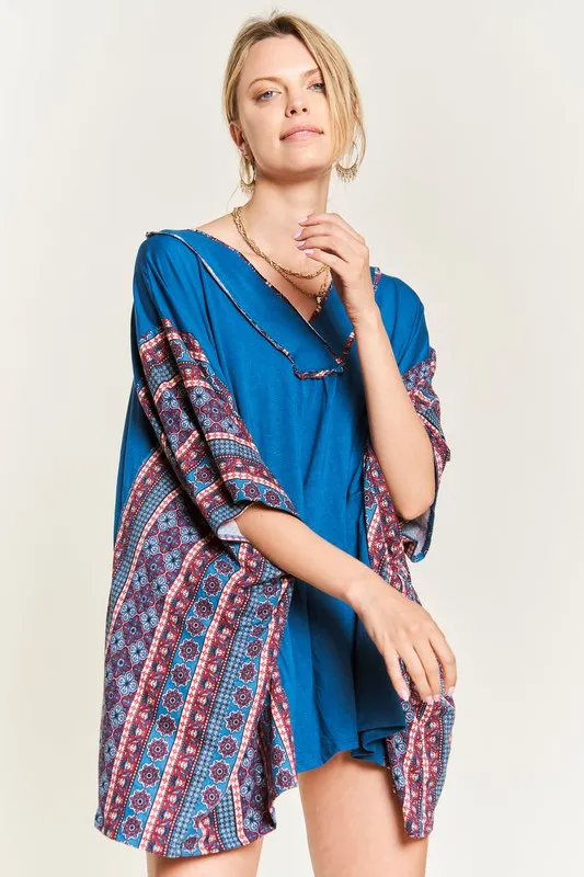 JADE by JANE Teal Tunic Bohemian Poncho