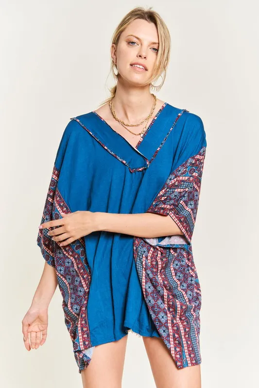 JADE by JANE Teal Tunic Bohemian Poncho