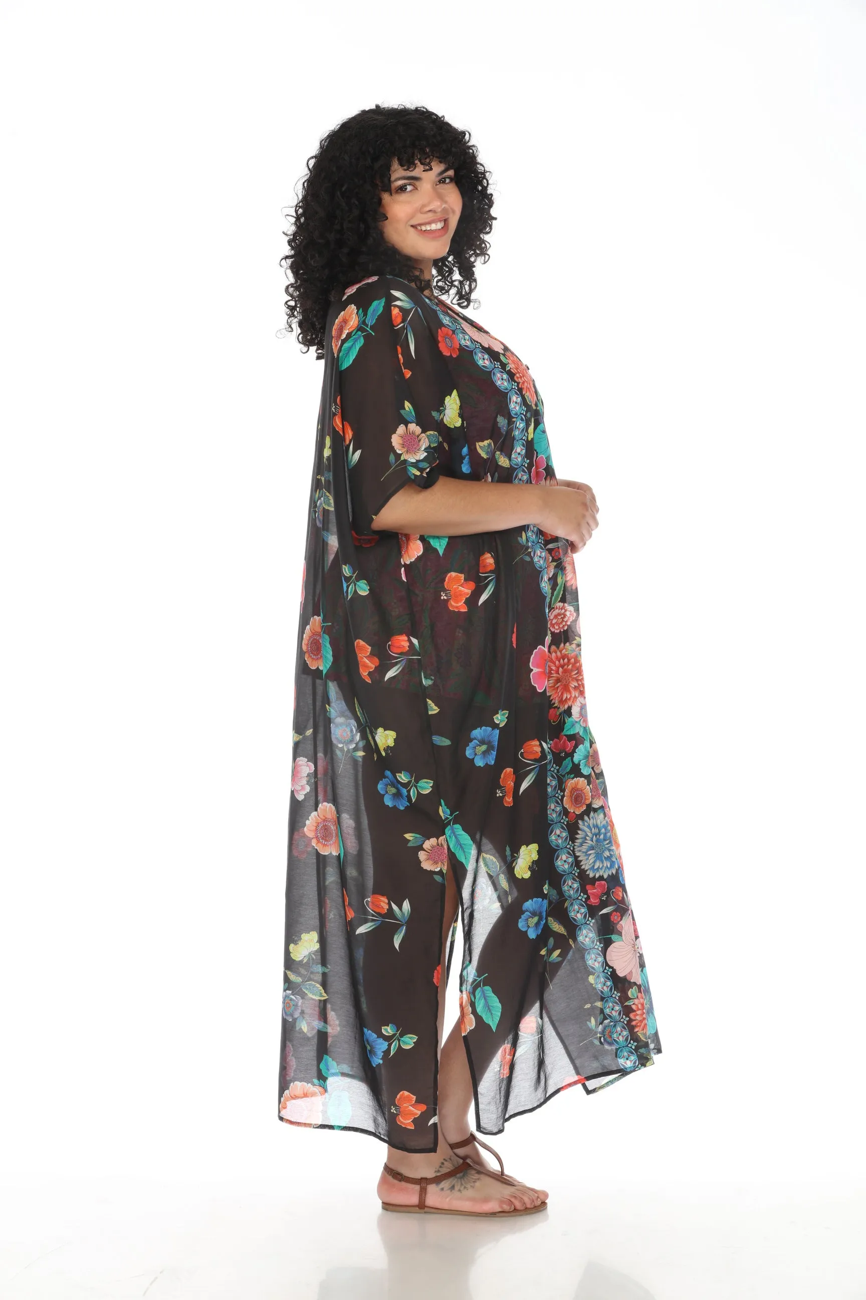 Johnny Was Evening Palace V-Neck Swim Cover-Up Kaftan Dress Plus Size CSW5223-NX