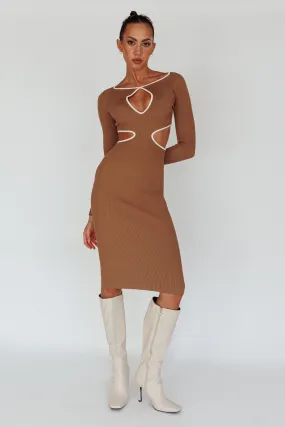 Jovie Keyhole Knit Midi Dress Mocha