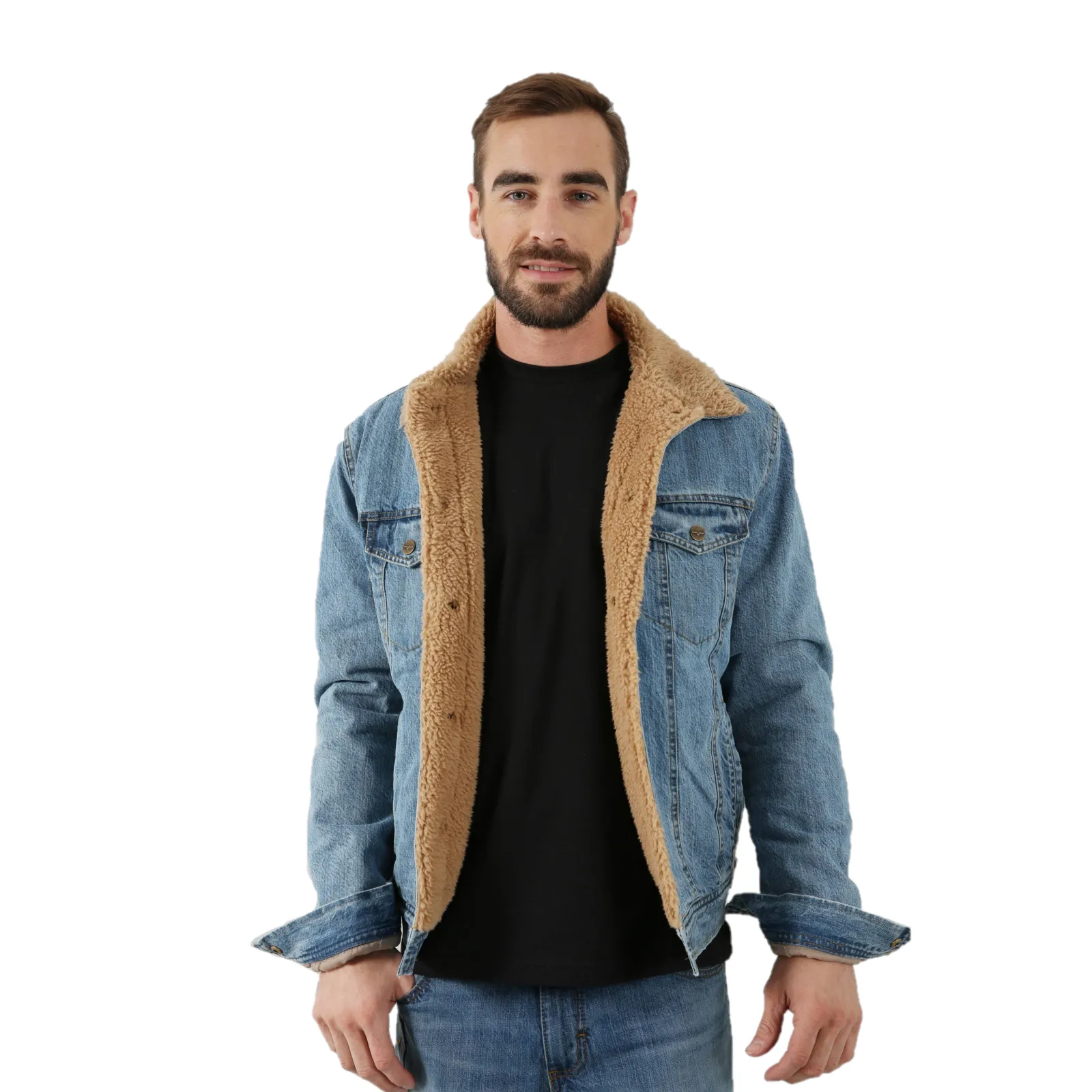 Kimes Ranch Men's Laramie Trucker Sherpa Denim Jacket LARA-DENIM