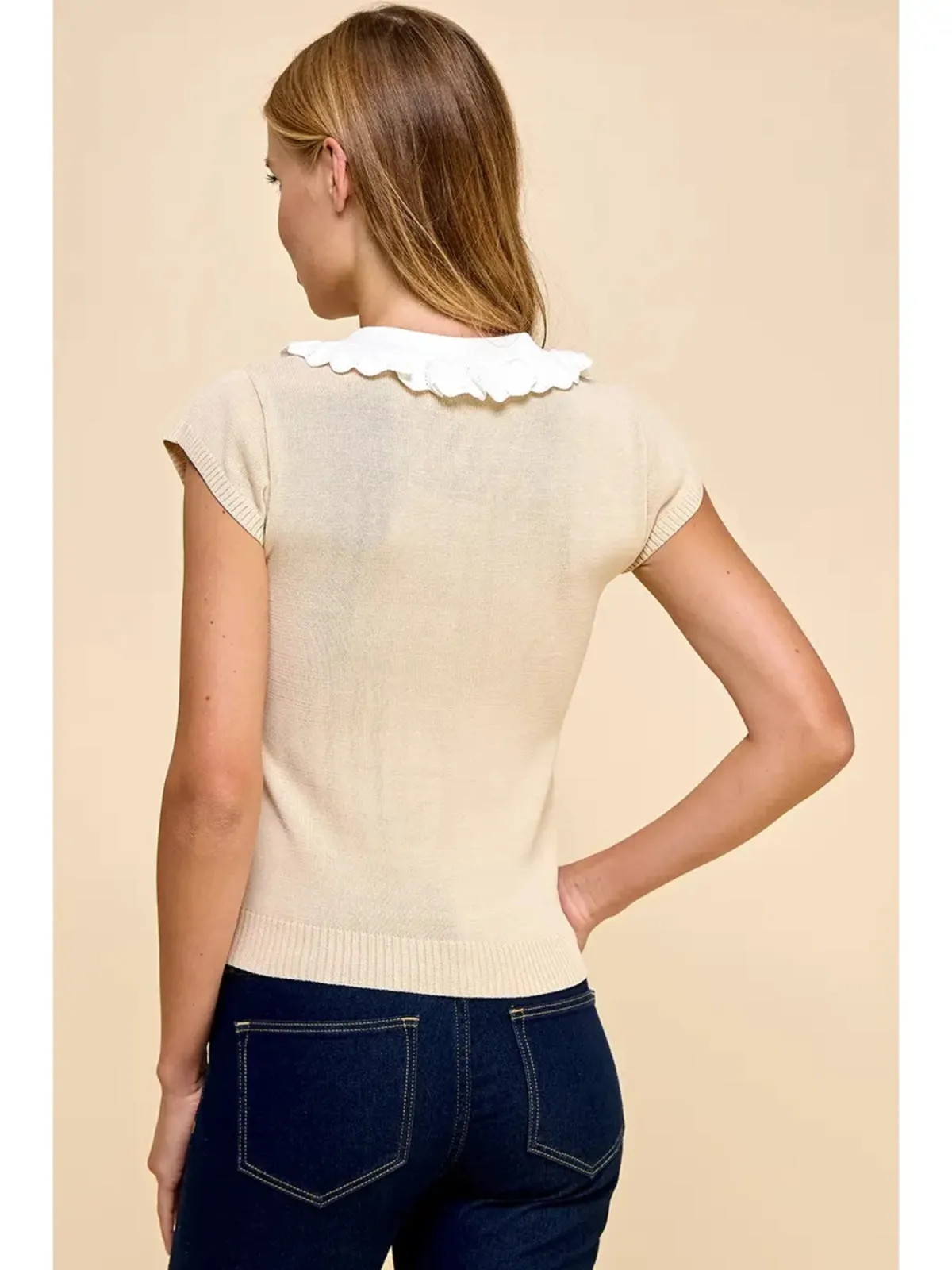 Knit Ruffled Collar Top