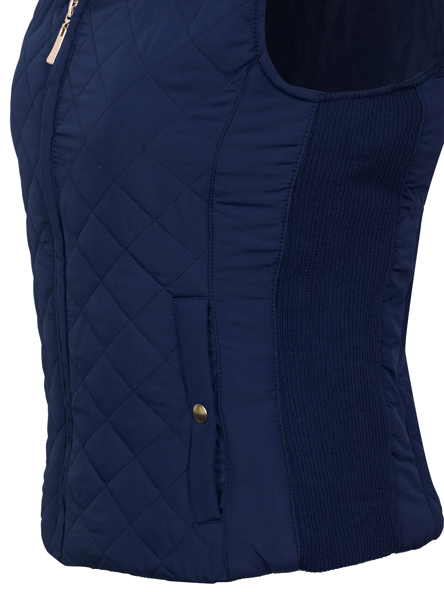 KOGMO Women's Quilted Lightweight Hoodie Vest with Sherpa Line Detail