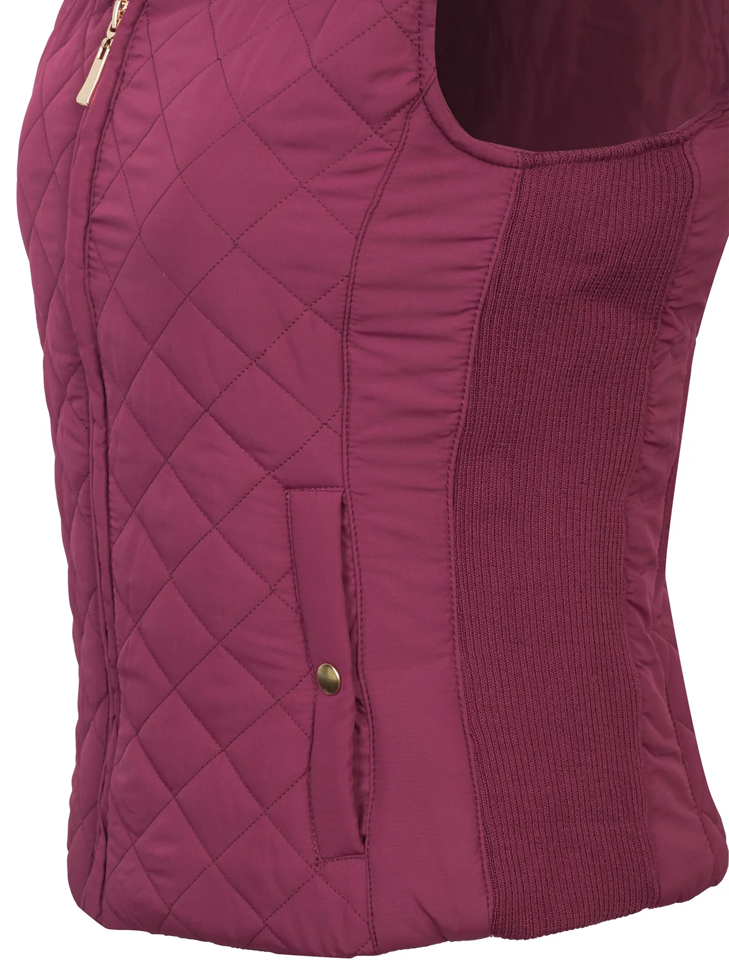 KOGMO Women's Quilted Lightweight Hoodie Vest with Sherpa Line Detail