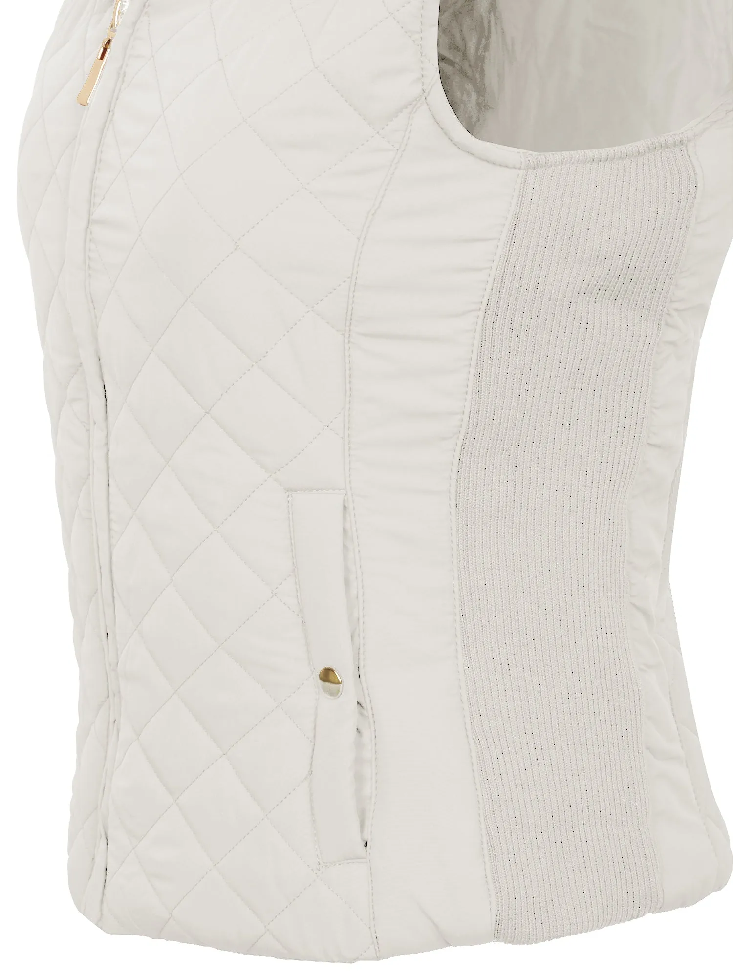 KOGMO Women's Quilted Lightweight Hoodie Vest with Sherpa Line Detail