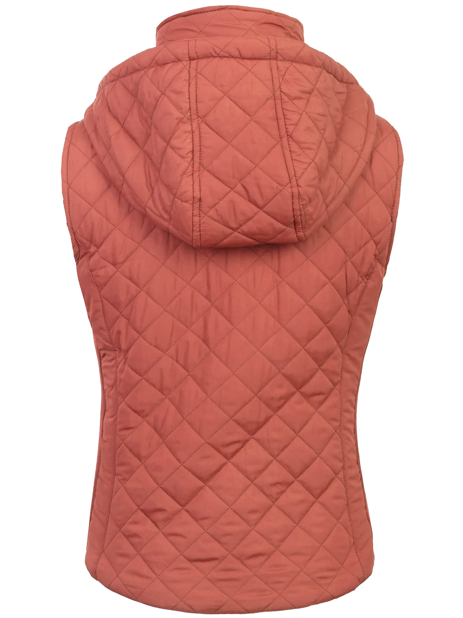 KOGMO Women's Quilted Lightweight Hoodie Vest with Sherpa Line Detail