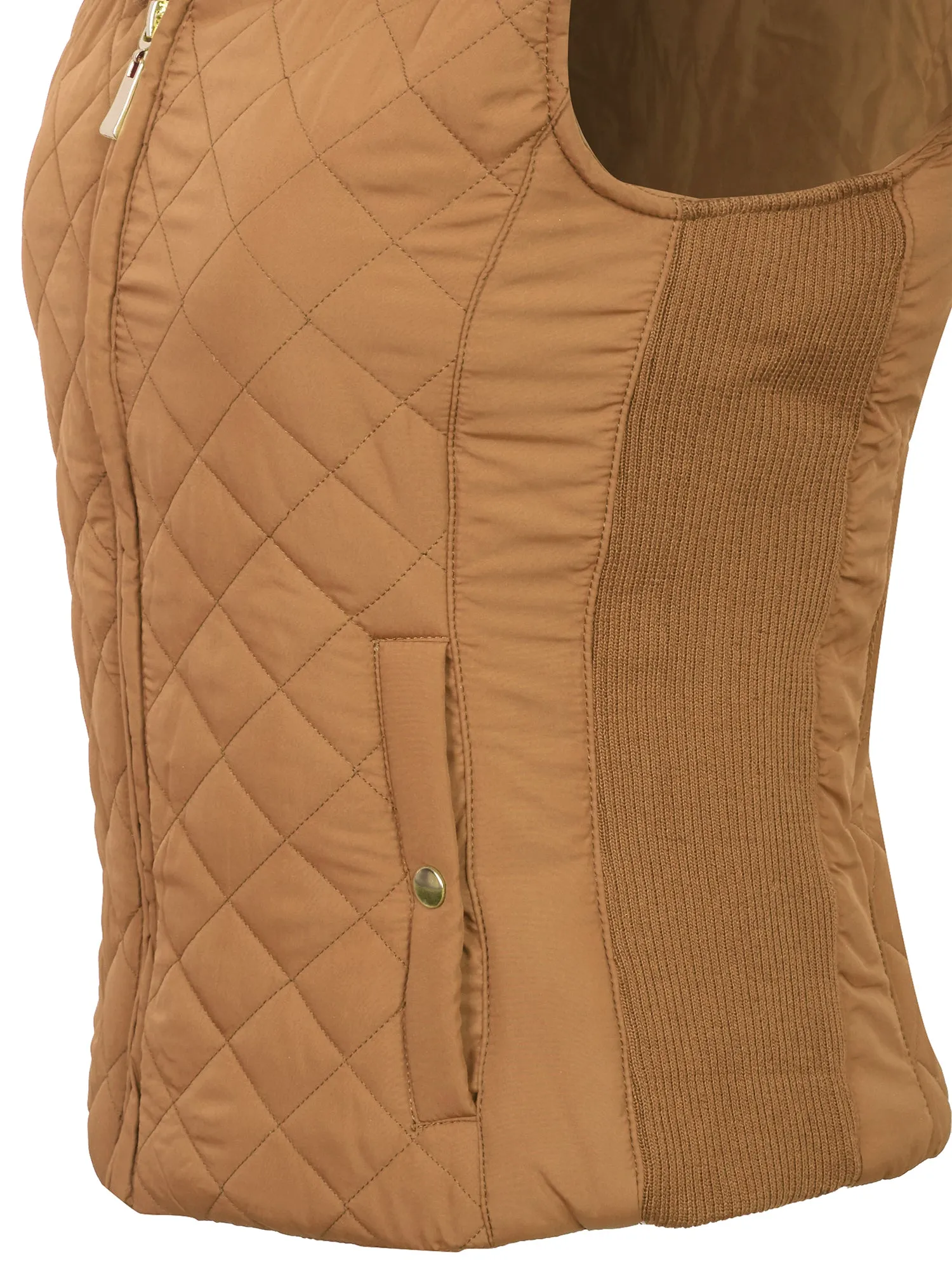 KOGMO Women's Quilted Lightweight Hoodie Vest with Sherpa Line Detail