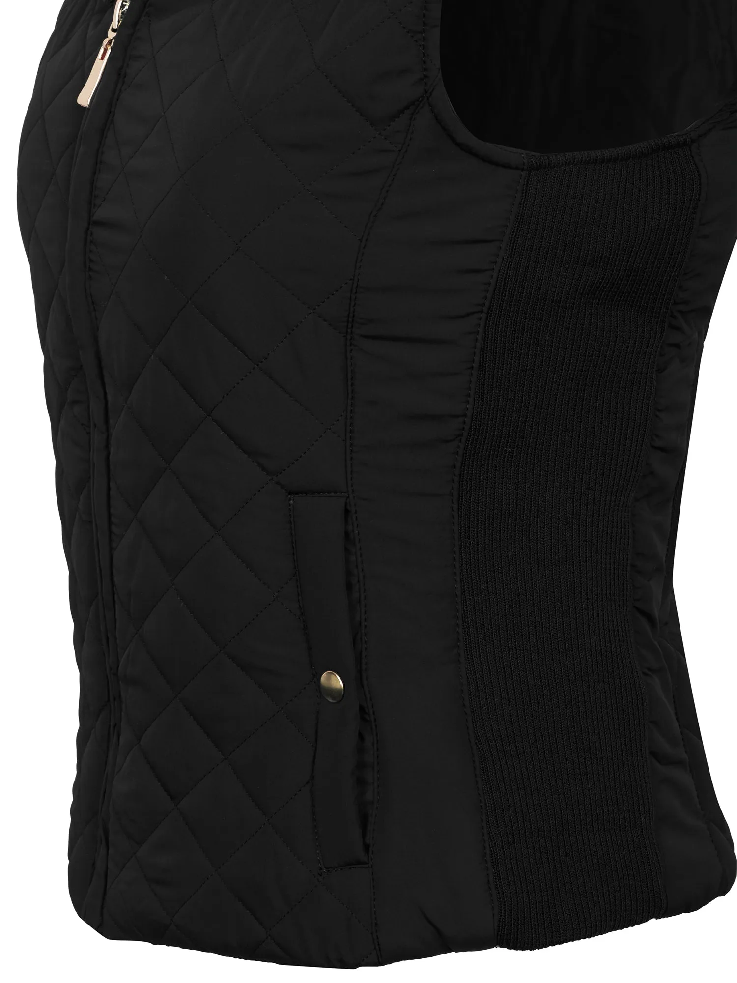 KOGMO Women's Quilted Lightweight Hoodie Vest with Sherpa Line Detail