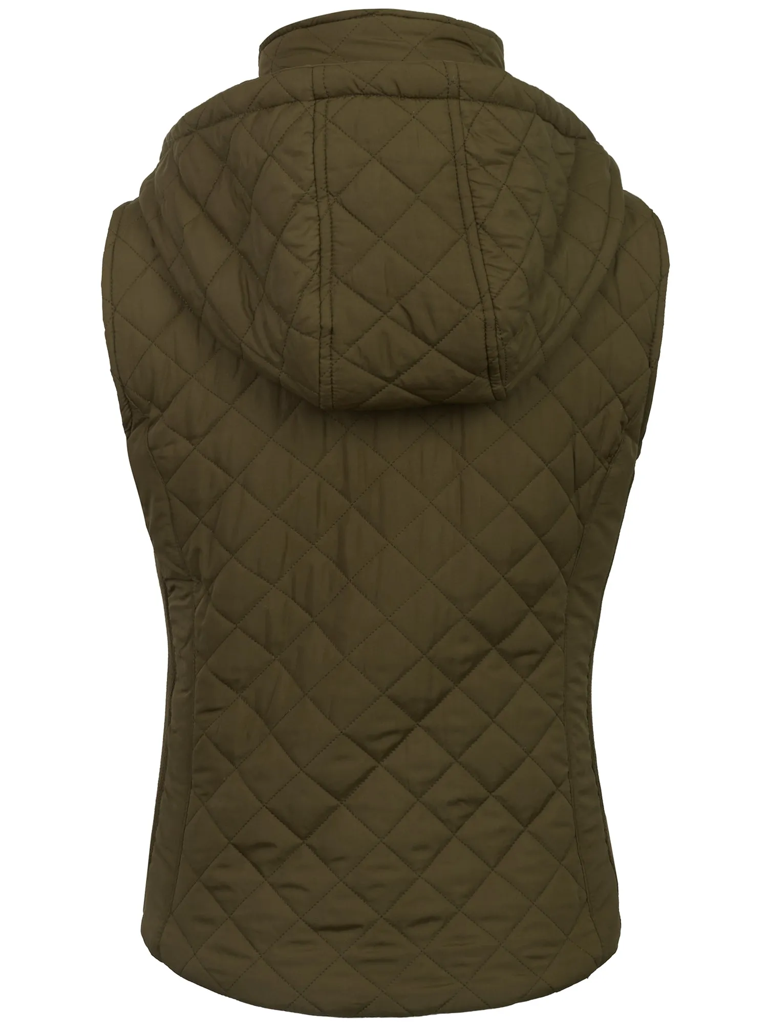 KOGMO Women's Quilted Lightweight Hoodie Vest with Sherpa Line Detail